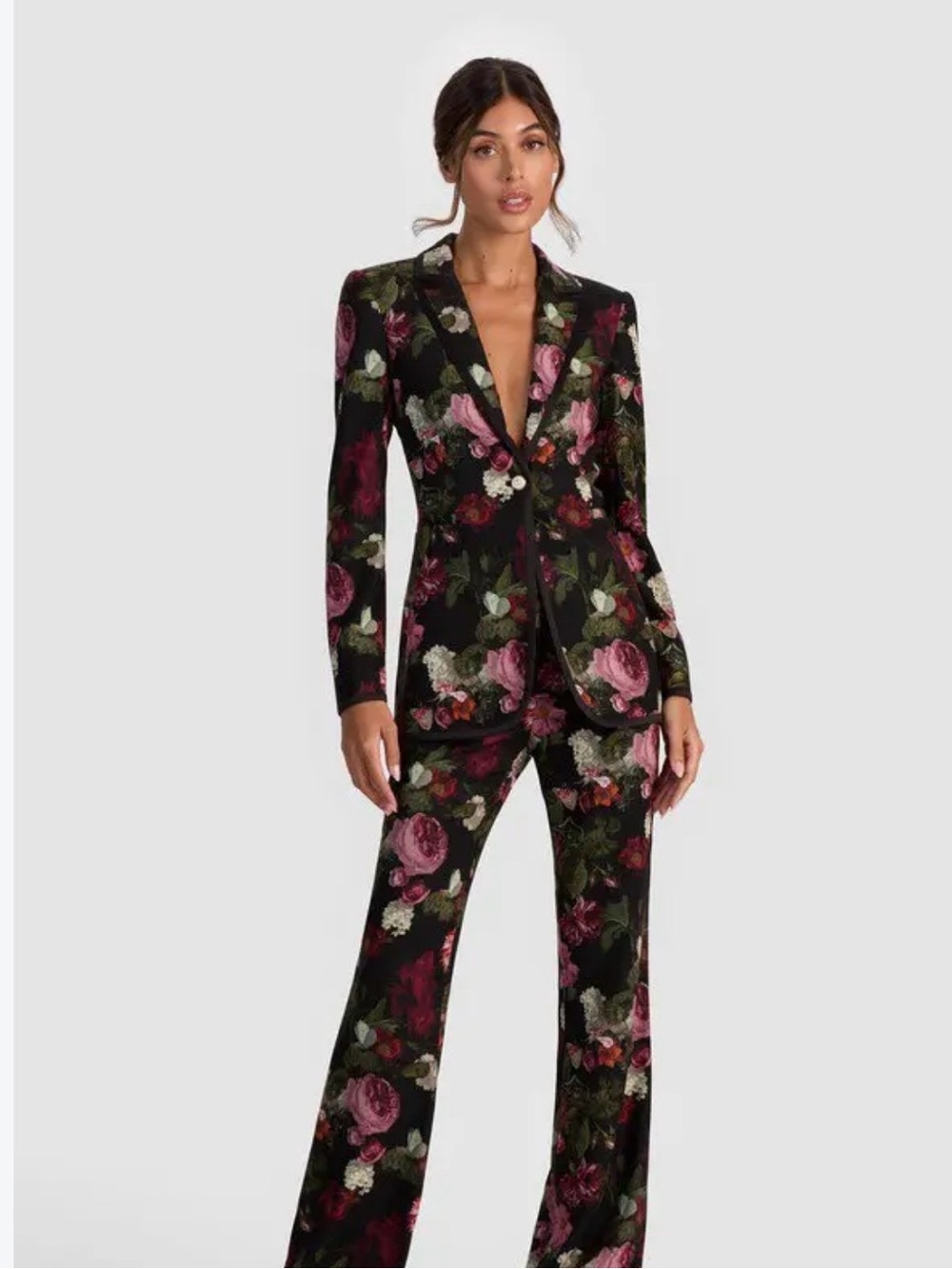 Alice + Olivia Black Floral Pants